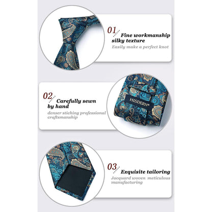 Krawatten-Set Seide Paisley Grün Gold Herren