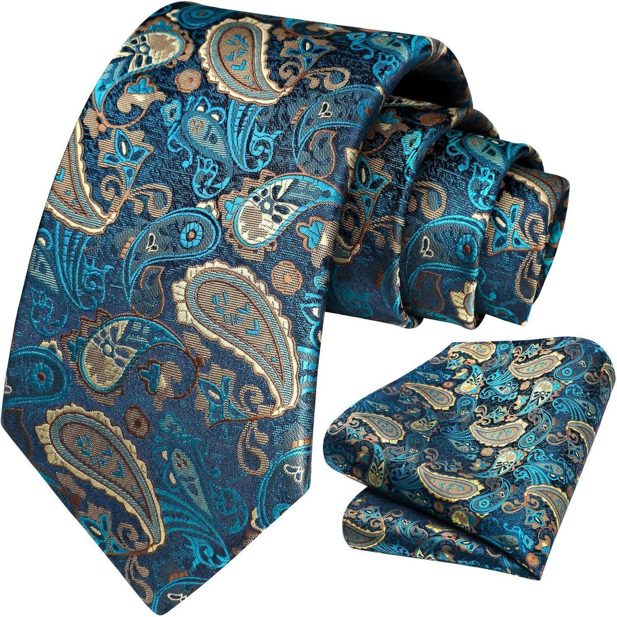 Krawatten-Set Seide Paisley Grün Gold Herren