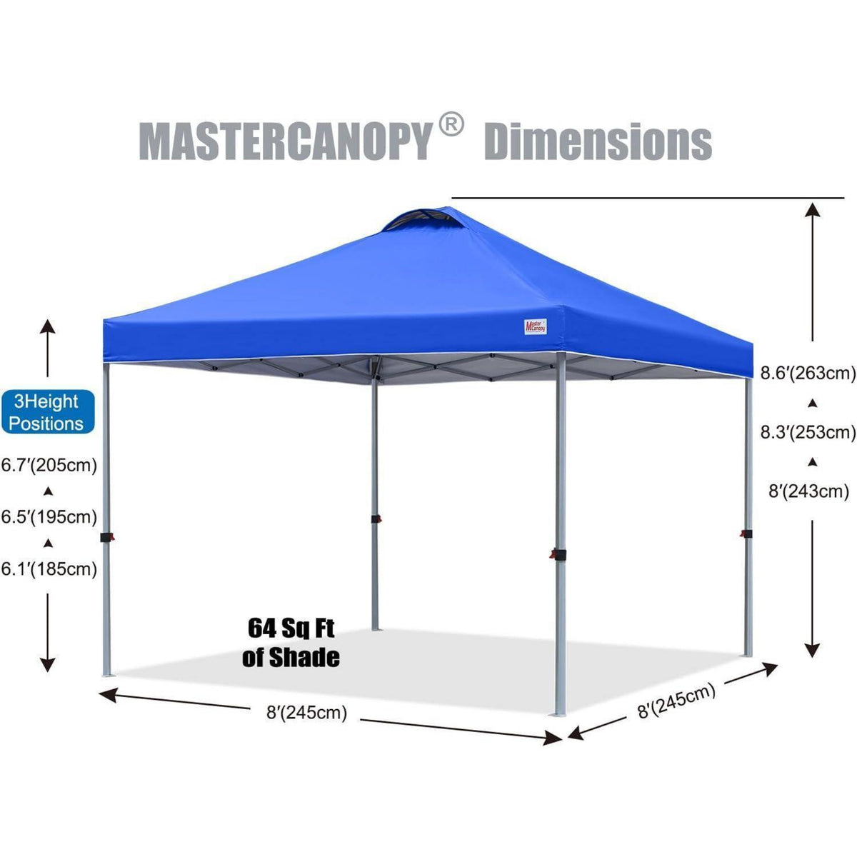 Pop-up Pavillon 2,5x2,5m – Höhenverstellbar & Wasserabweisend