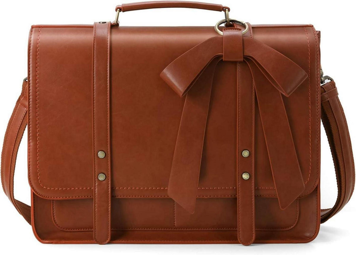 Kunstleder Laptoptasche 15,6 Zoll Vintage Umhängetasche & Schultasche