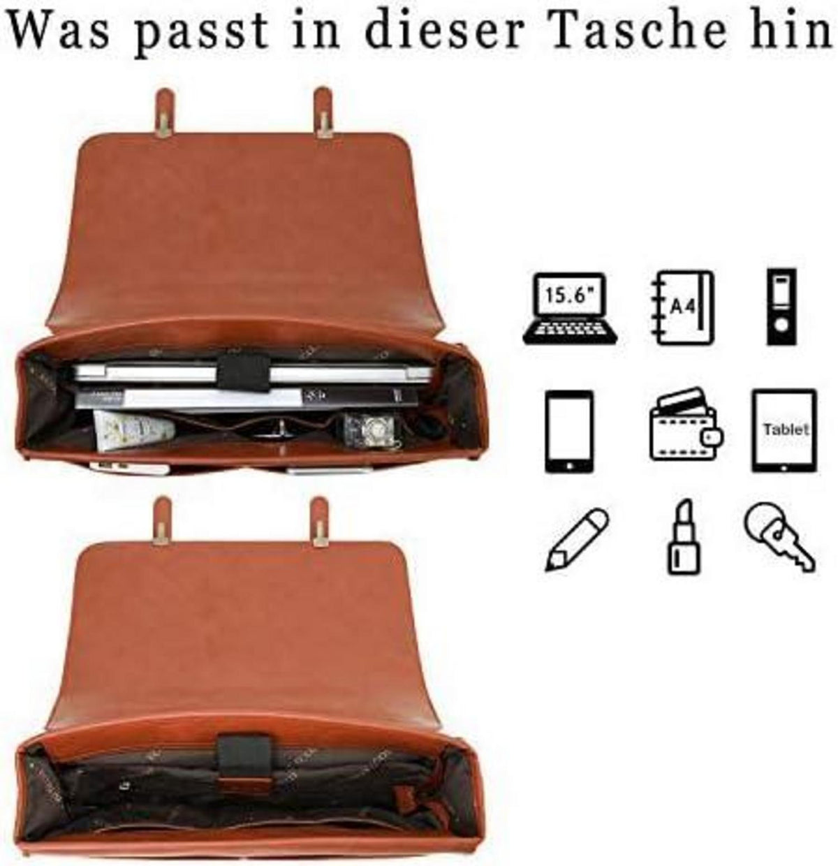Damen Laptoptasche 15,6 Zoll Vintage Umhängetasche