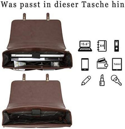 ECOSUSI Aktentasche Damen 15,6 Zoll Vintage Laptoptasche mit