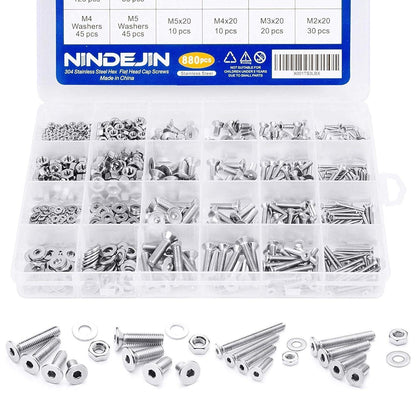 Schrauben Set Edelstahl 304 Senkkopf Innensechskant M2-M5 880 Teile