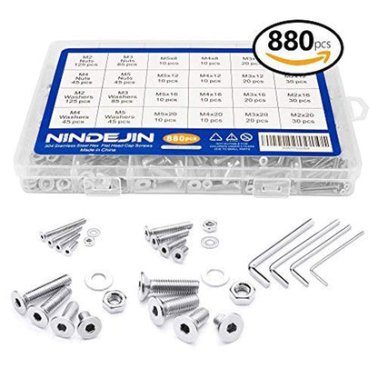 Schrauben Set Edelstahl 304 Senkkopf Innensechskant M2-M5 880 Teile