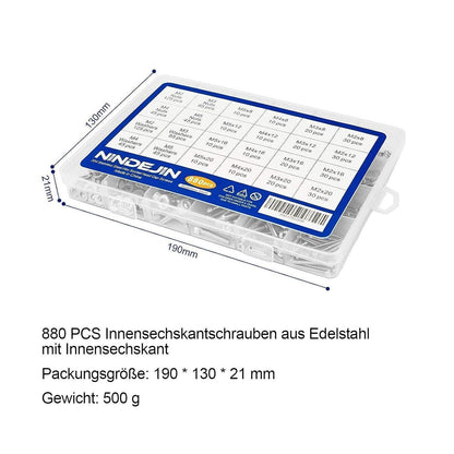 Edelstahl Schrauben Sortiment M2-M5 mit Muttern & Unterlegscheiben