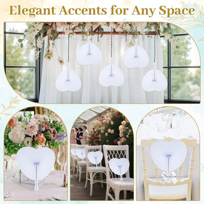 Weißer Papierfächer Herzform 48 Stück Hochzeit Gäste DIY