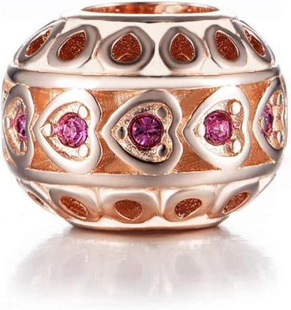 925 Sterling Silber Charm Herz mit Swarovski Kristall für europäische