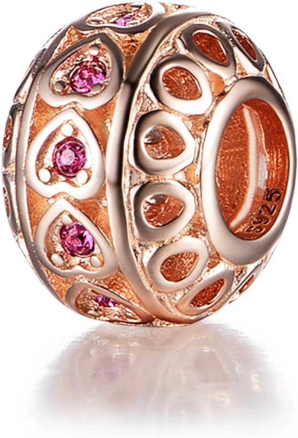 Silber Charm Herz Kristall Perle für europäisches Armband Swarovski 925