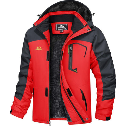 Herren Winterjacke wasserdicht & winddicht mit Fleece-Futter Rot