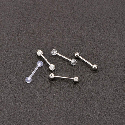 Zungenpiercing Set 5 Stück 16mm Barbell 1,6mm Chirurgenstahl Kunststoff