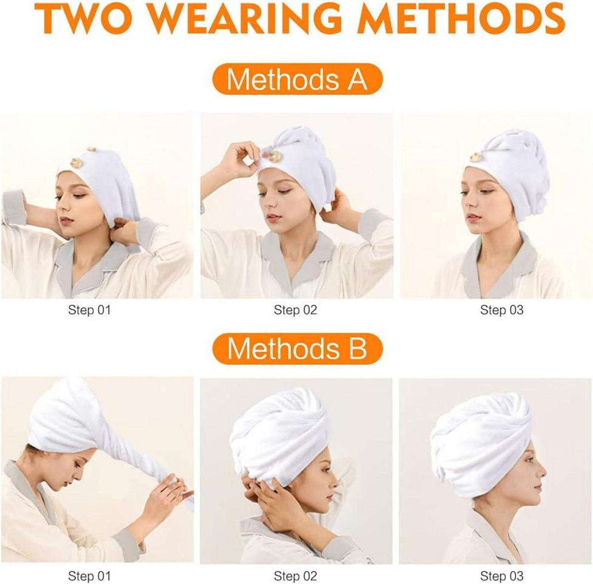 Mikrofaser Haarturban mit Knopf schnelltrocknend super saugfähig