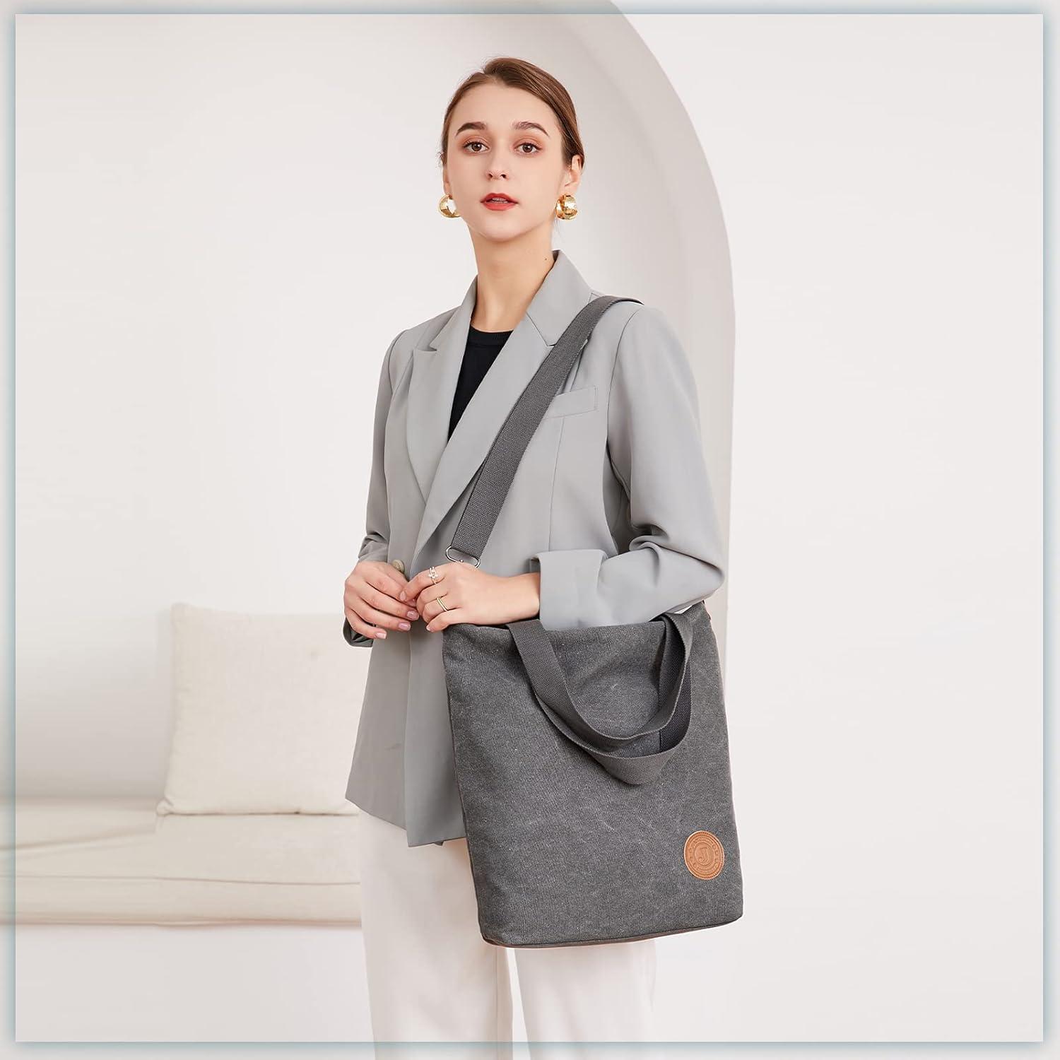 Canvas Schultertasche Damen Handtasche Groß Multifunktionale