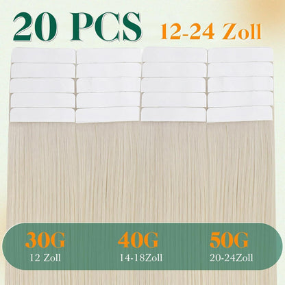 Echthaar Tape-in Extensions Platinblond 35cm - #1000