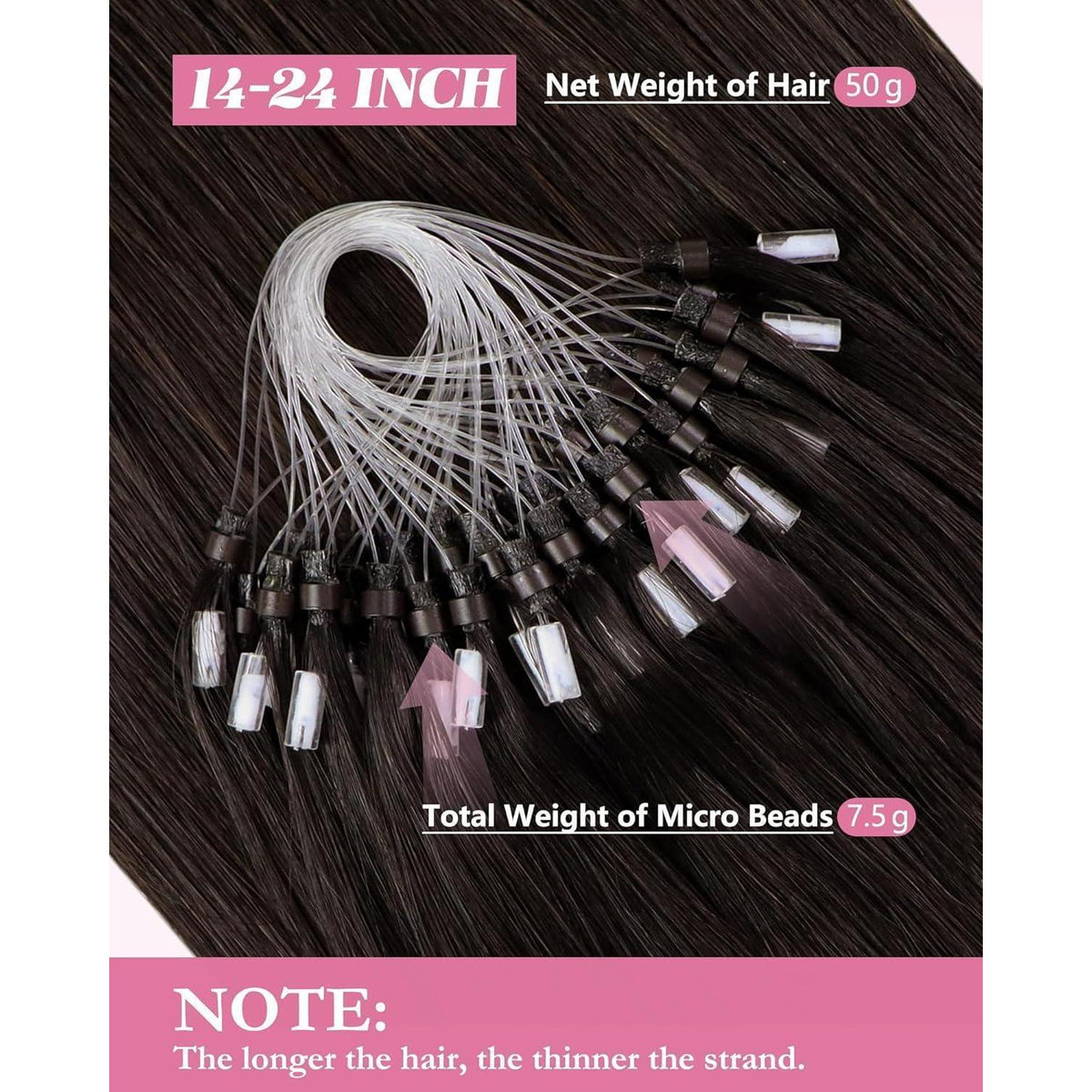 Echthaar Micro Ring Extensions Braun 60 cm