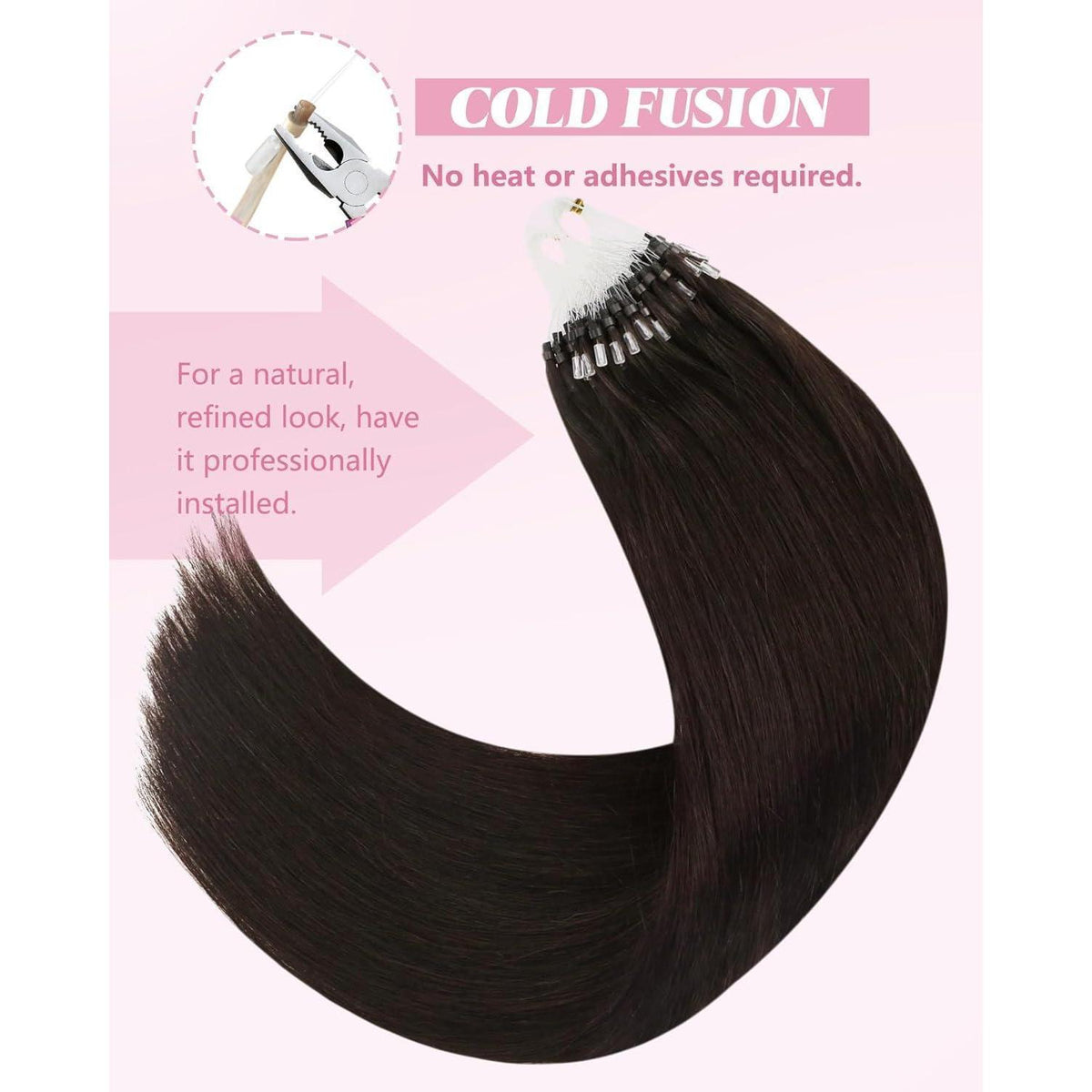 Echthaar Micro Ring Extensions Braun 60 cm