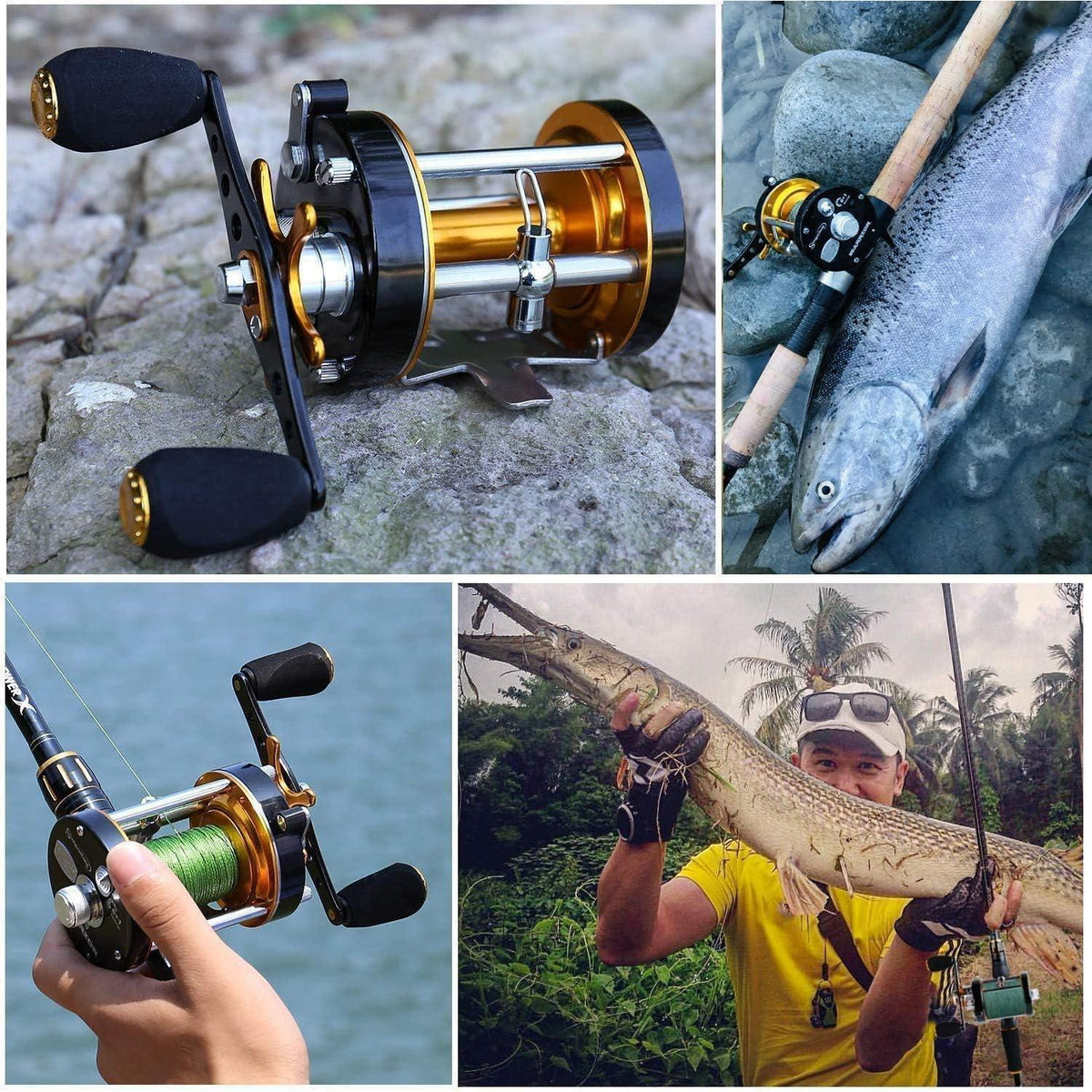 Runde Baitcast Angelrolle mit Carbon-Zugsystem, 10kg Bremskraft