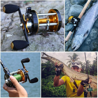 Runde Baitcast Angelrolle mit Carbon-Zugsystem, 10kg Bremskraft