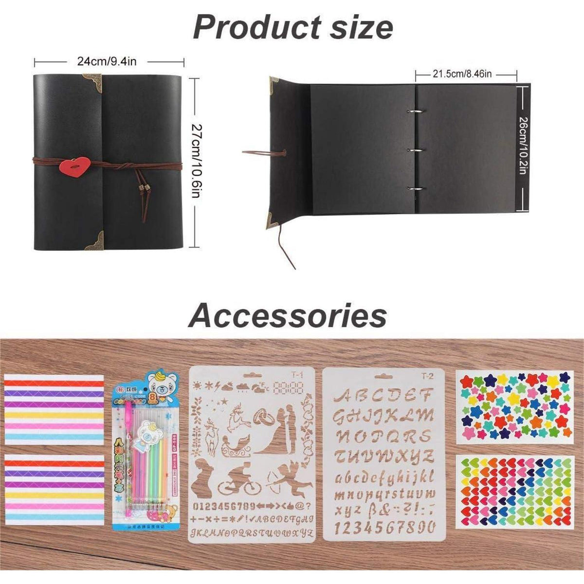 DIY Scrapbook Fotoalbum mit Zubehör, Groß in Lederoptik