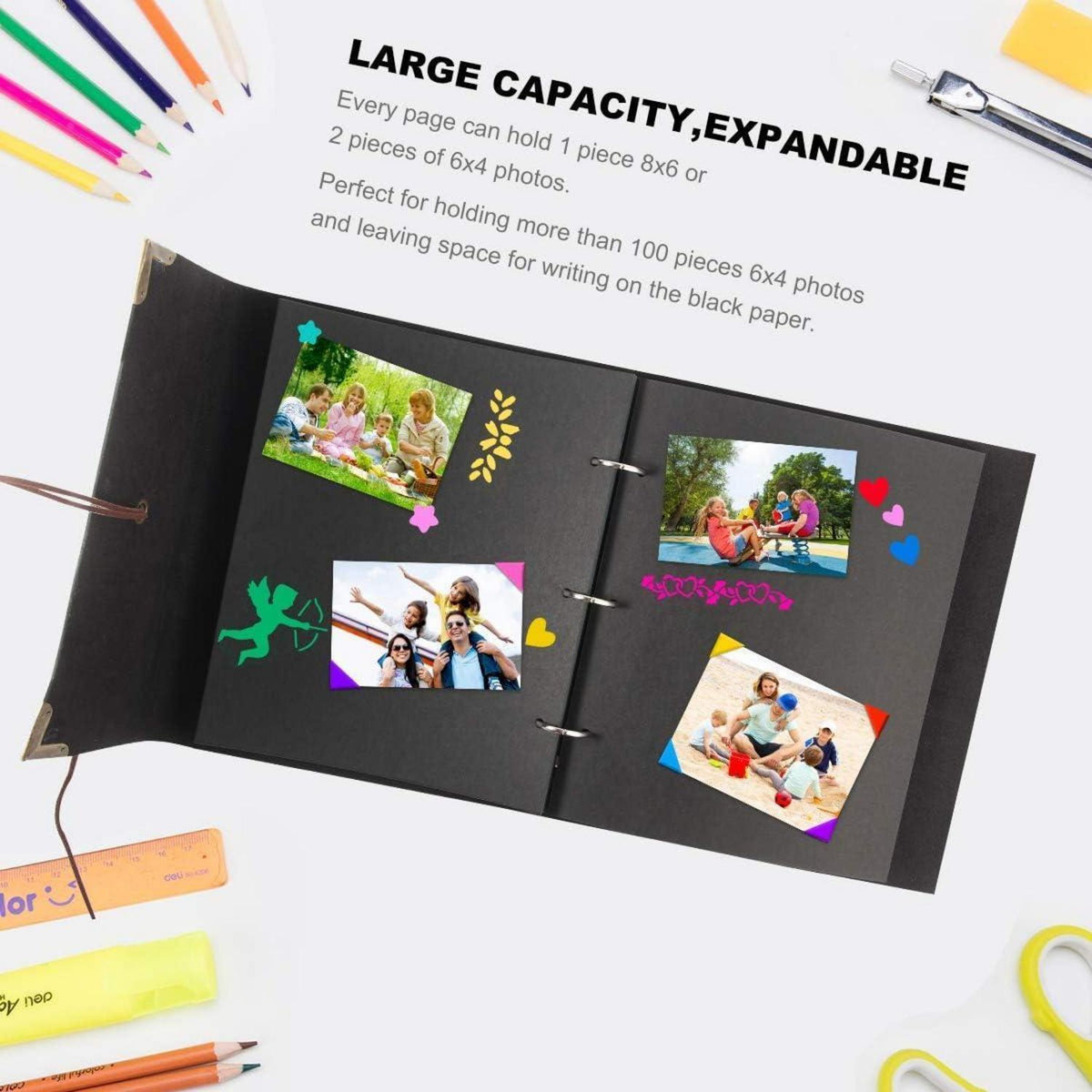 DIY Scrapbook Fotoalbum mit Zubehör, Groß in Lederoptik