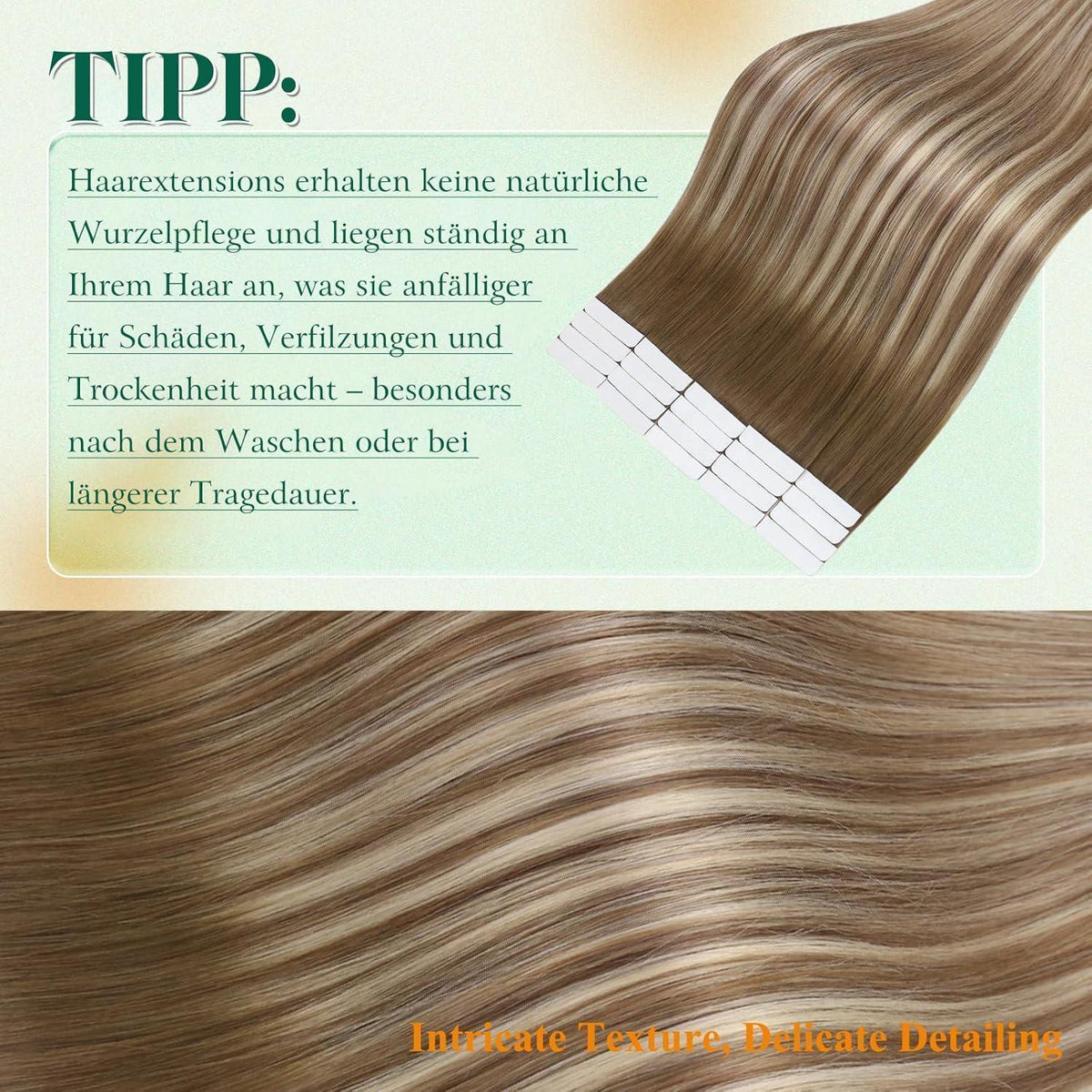 Echthaar Tape Extensions Braun Dunkelbraun Mix
