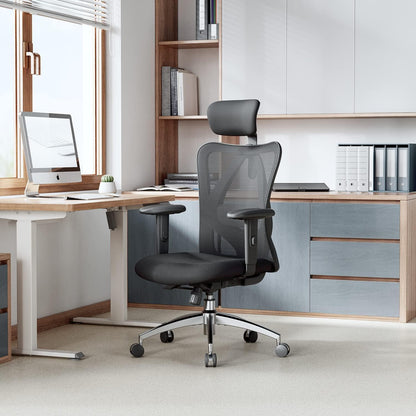 Ergonomischer Bürostuhl mit Lordosenstütze, Kopfstütze und