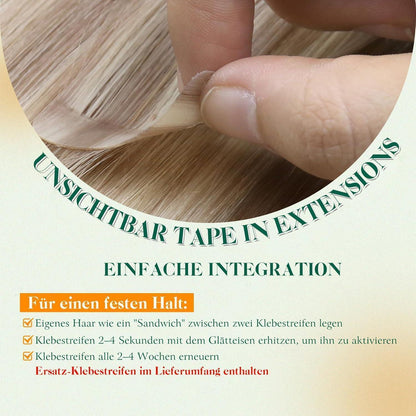 Balayage Haarverlängerung Tape-In 40cm Aschblond/Hellblond