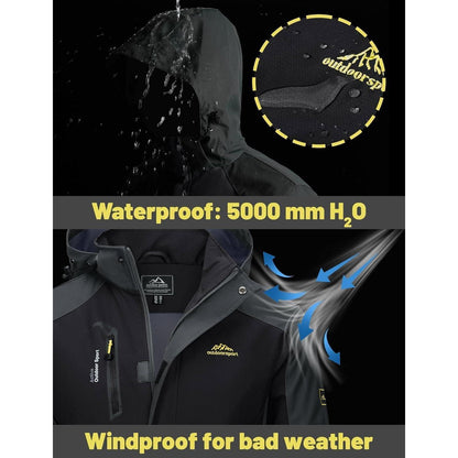 Herren Übergangsjacke Wasserabweisend mit Kapuze S Schwarz