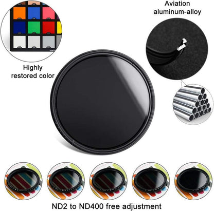 62mm ND Filter Slim Variabler Graufilter ND2-ND400 für DSLR