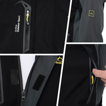 Herren Übergangsjacke wasserabweisend mit abnehmbarer Kapuze Schwarz XL