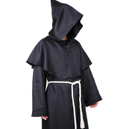 Mönch Robe Kostüm mit Kapuze - 3-teilig für Halloween & Motto