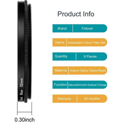Fotover 9-teiliges Farbfilter-Set mit Graduierung 67 mm für