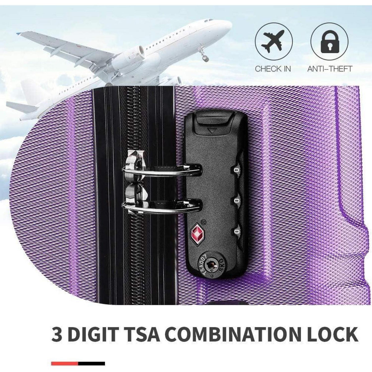 Koffer Trolley M (55cm) Violett mit TSA Schloss