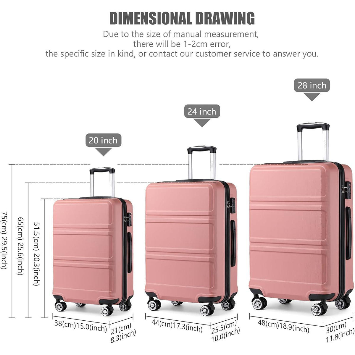Reisekoffer L (65cm) Rosegold mit TSA Schloss