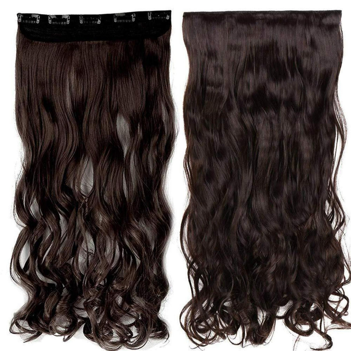 Gewellte Haarverlängerung 43 cm – Mittelbraun, Clip-In
