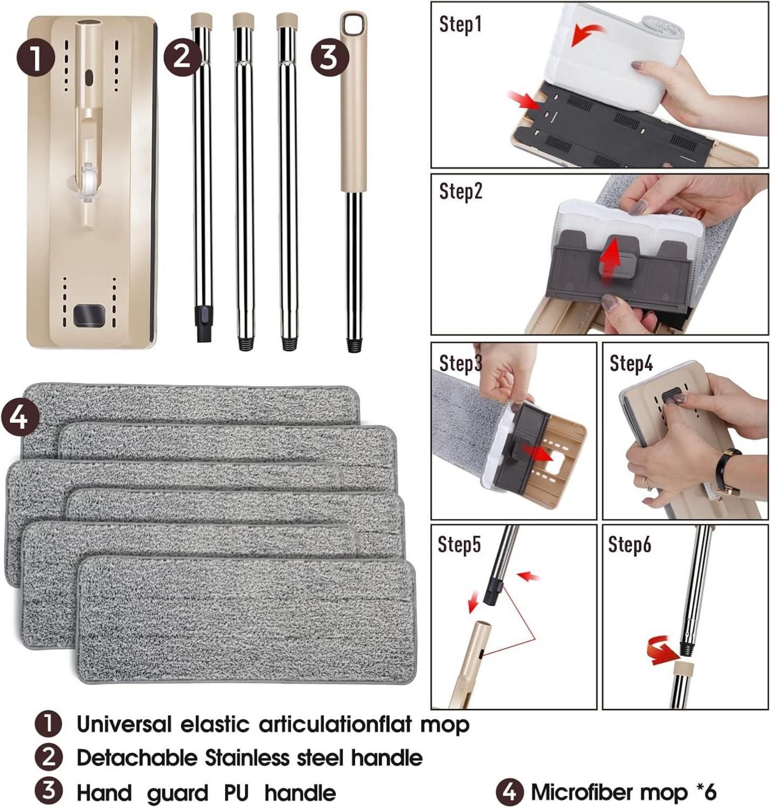 Wischmopp Set mit Eimer und Auswringfunktion, Mikrofaser