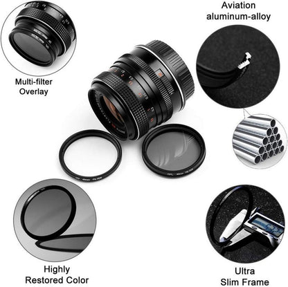 58mm UV CPL Filter Set mit Objektivdeckel und Tasche