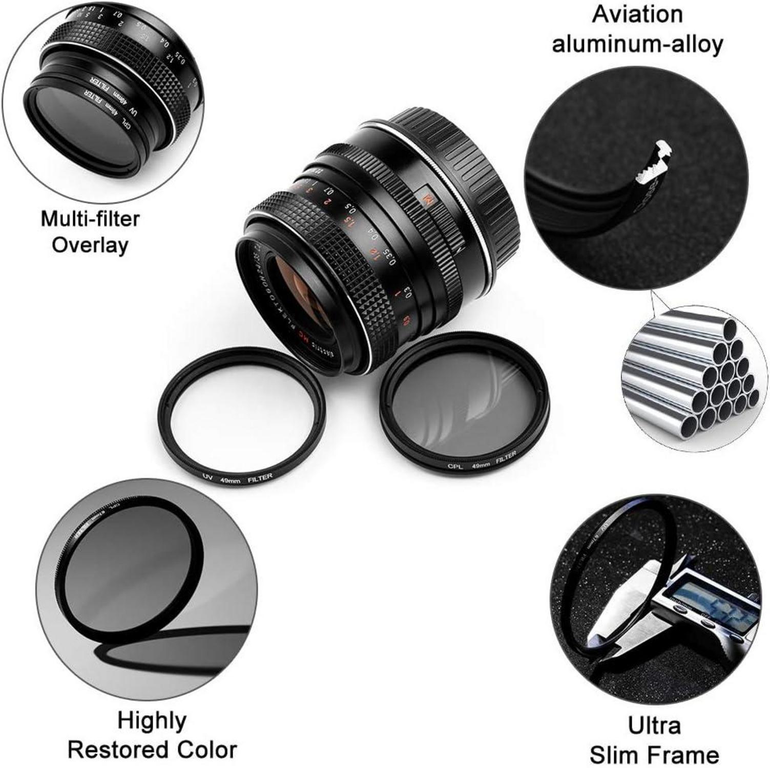 Fotover 52mm UV CPL Filter Set mit Objektivdeckel & Beutel