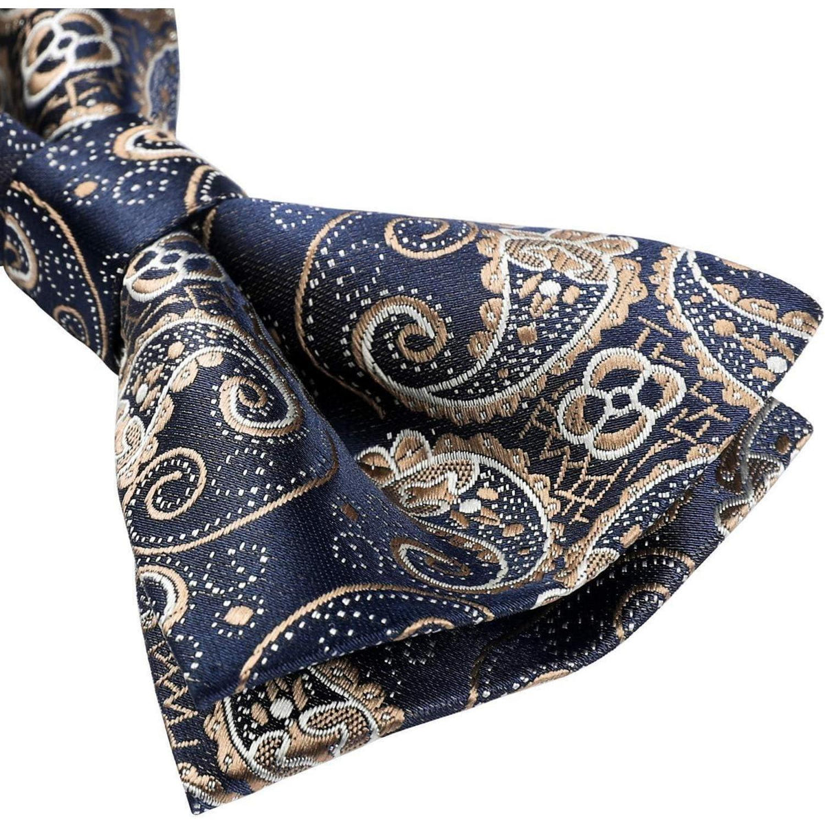 Herren Fliege vorgebunden Paisley blau-golden verstellbar