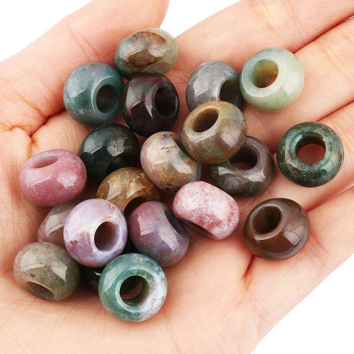 20pcs Natürliche Edelstein Runde Perlen Großes Loch DIY