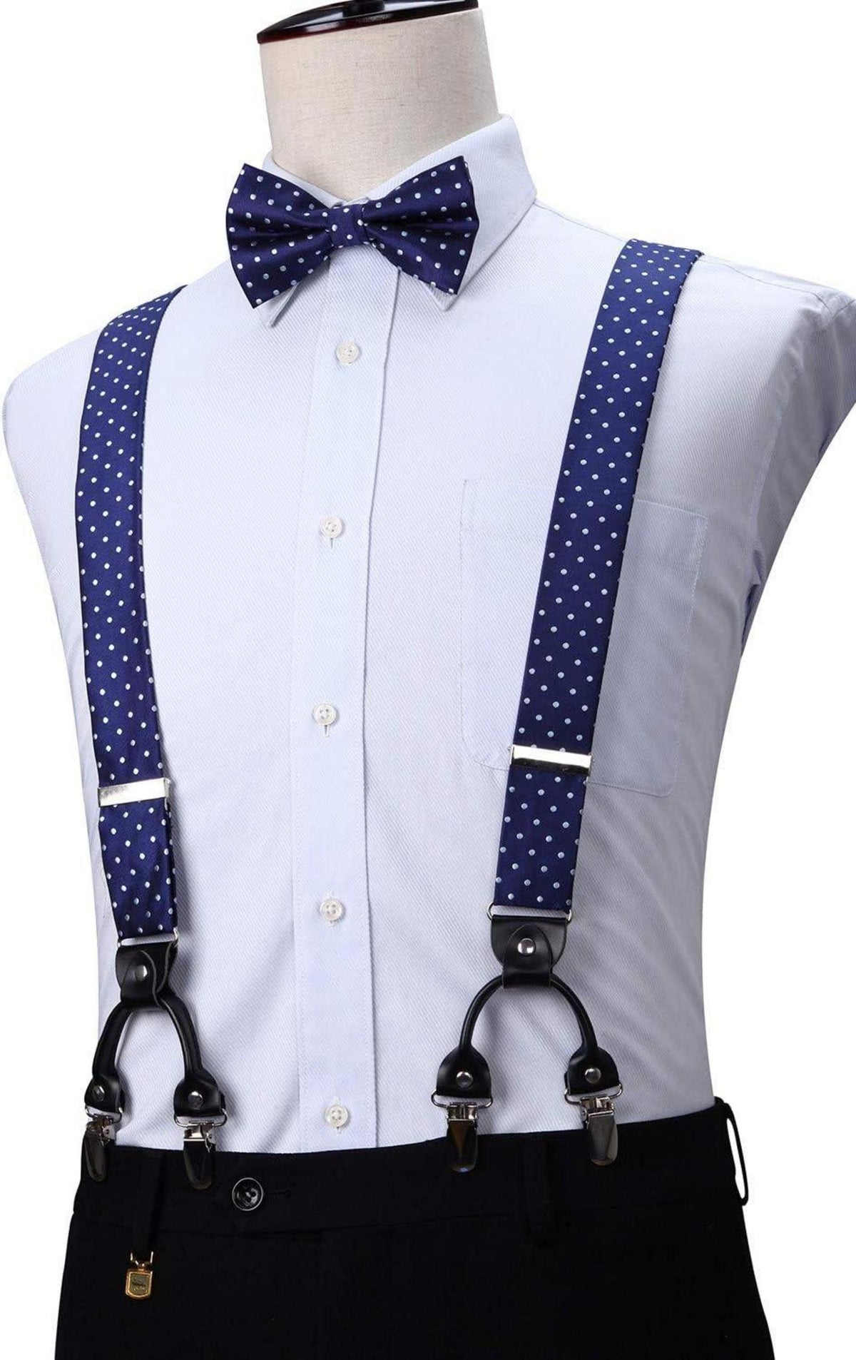 Enlision Verstellbare Hosenträger Herren Fliege Set 3.5Cm Breit Y Form 6 Clips Blau