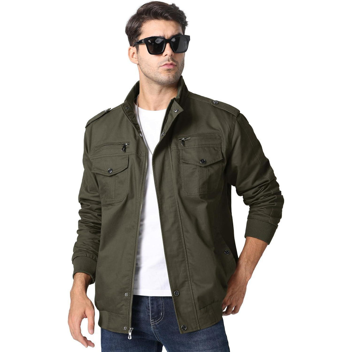 Herren Übergangsjacke Cargo Militärjacke Winddicht mit Taschen