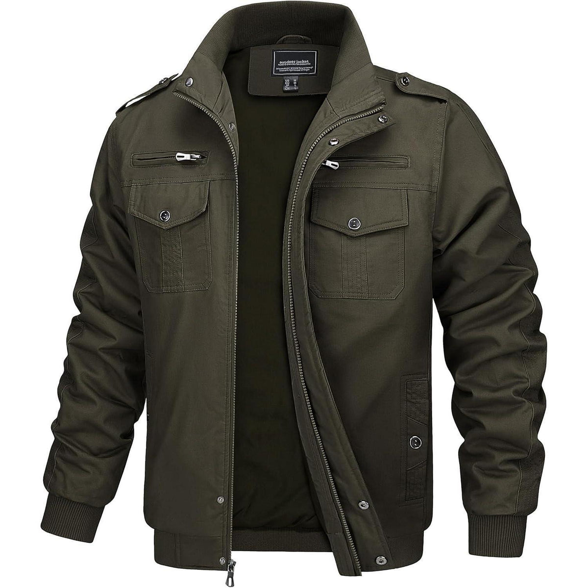 Herren Übergangsjacke Cargo Militärjacke Winddicht Vieltaschen Grün