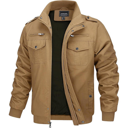 Herren Übergangsjacke Cargo Militärjacke Winddicht Viele Taschen