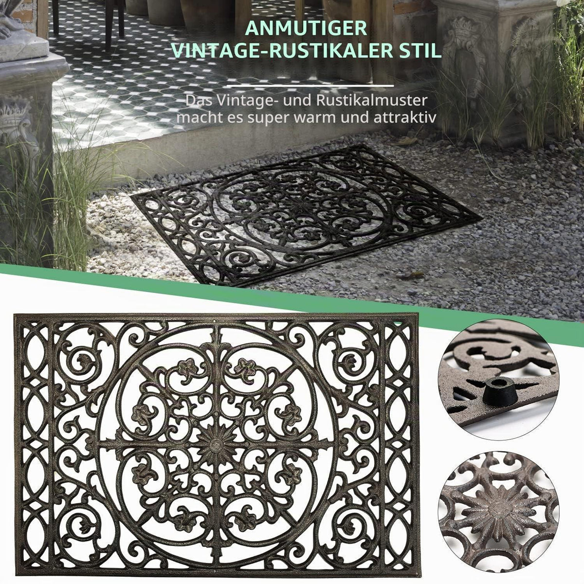 Gusseisen Fußmatte rechteckig - robust & dekorativ 56x37 cm