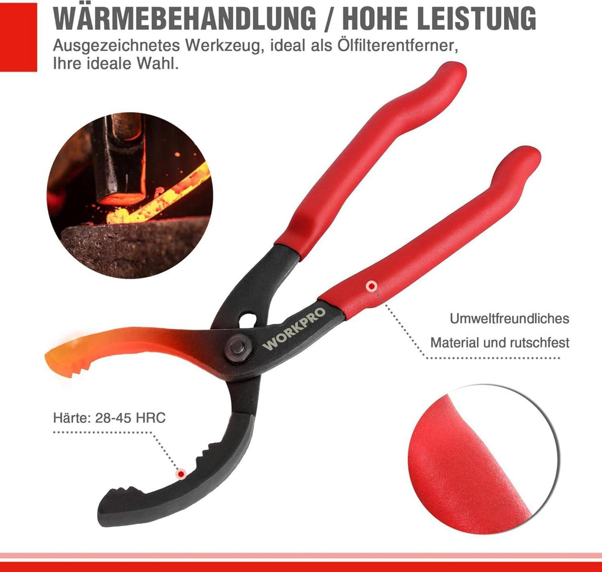 Ölfilterzange 30cm Verstellbarer Schlüssel rutschfester Griff Ø 60mm-102mm