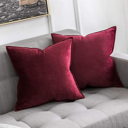 Samt Kissenbezug 45x45 Weinrot - 2er Set, Dekokissen