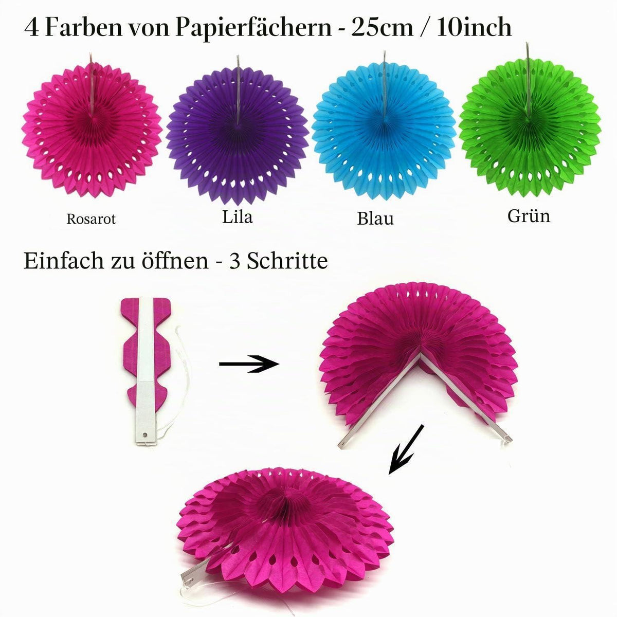 Party Deko Set: Papier Pompoms, Wimpel & Girlande Mehrfarbig