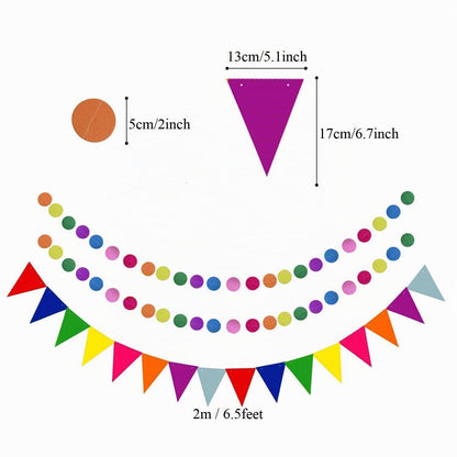 Party Deko Set: Papier Pompoms, Wimpel & Girlande Mehrfarbig