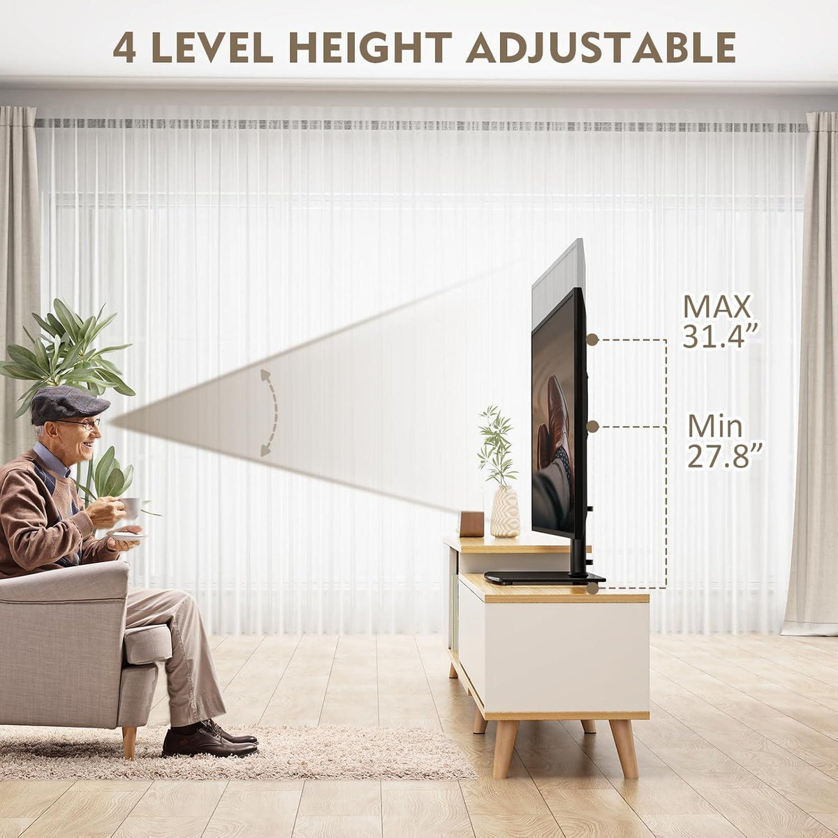 Universal TV-Ständer 32-70 Zoll schwenkbar höhenverstellbar Glassockel bis 40KG-TV