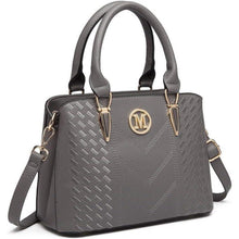 Damen Handtasche Lychee Muster Mittelgroß Grau